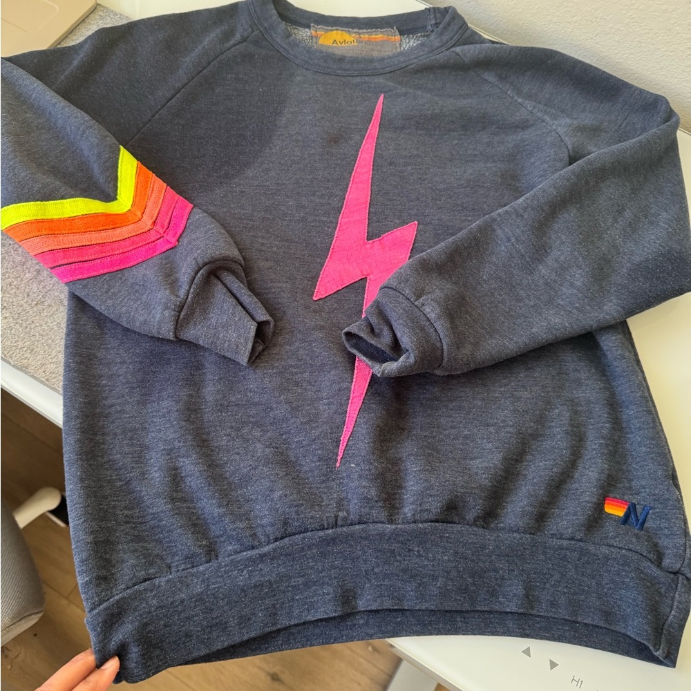 Avia Charcoal Sweatshirt with Neon Pink Bolt